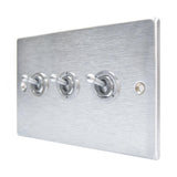 Hamilton 76T23 Satin Chrome 20A triple toggle light switch 2 way