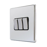 Hamilton 77CR23BC-B CFX Polished Chrome 10A triple 2 way light switch