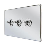 Hamilton 77CT23 CFX Polished Chrome 20A triple toggle light switch 2 way