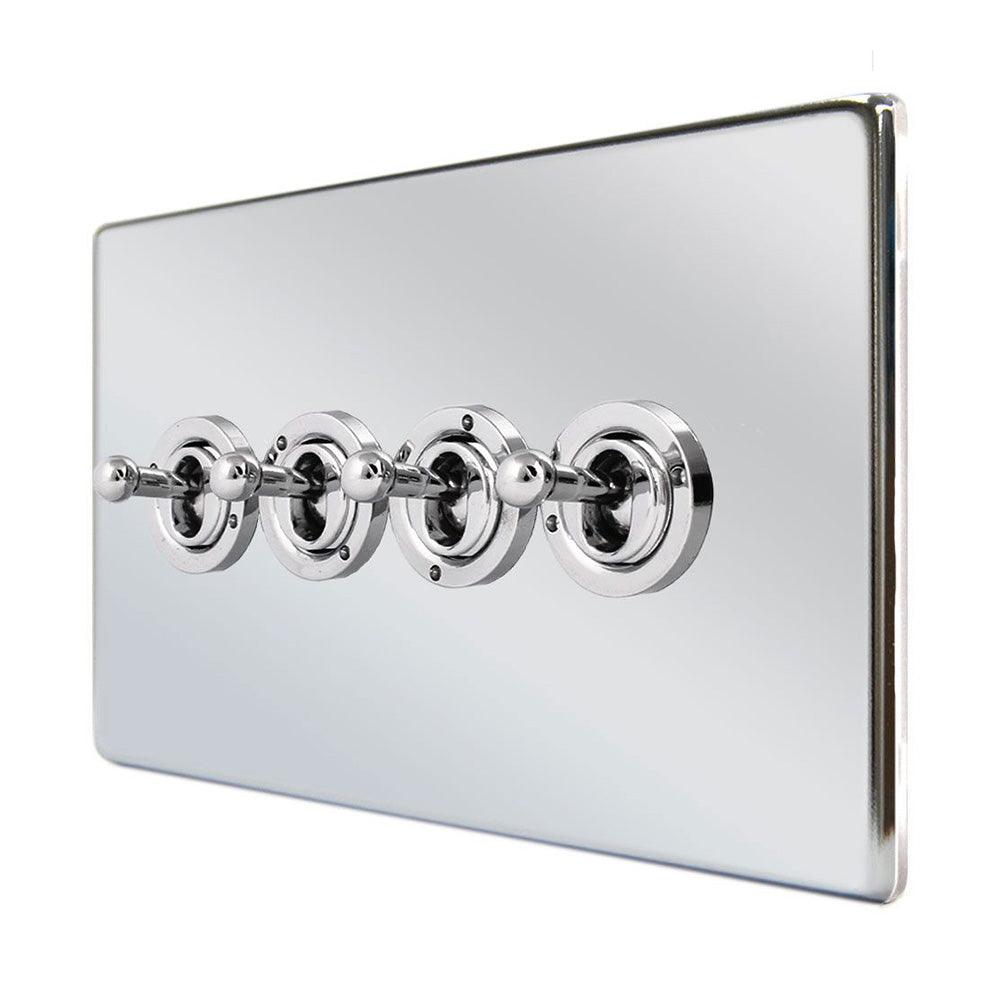 Hamilton Hartland CFX Bright Chrome 20A quadruple toggle light switch 2 ...