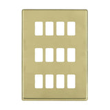 Hamilton 7G2112GFP G2 Polished Brass 12 Gang grid-fix face plate (face plate only)