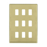 Hamilton 7G219GFP G2 Polished Brass 9 Gang grid-fix face plate (face plate only)