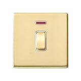 Hamilton 7G21DPNPB-W G2 Polished Brass 20A double pole switch with neon