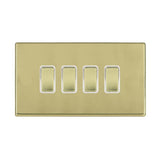 Hamilton 7G21R24PB-W G2 Polished Brass 10A quadruple 2 way light switch