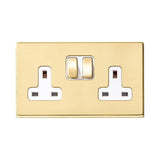 Hamilton 7G21SS2PB-W G2 Polished Brass 13A double switched socket