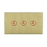 Hamilton 7G21T23 G2 Polished Brass 20A triple toggle light switch 2 way