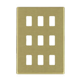 Hamilton 7G229GFP G2 Satin Brass 9 Gang grid-fix face plate (face plate only)