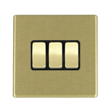 Hamilton 7G22R23SB-B G2 Satin Brass 10A triple 2 way light switch