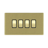 Hamilton 7G22R24SB-B G2 Satin Brass 10A quadruple 2 way light switch