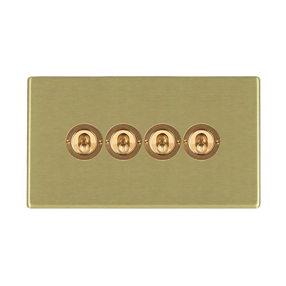 Hamilton Hartland G2 Satin Brass 20A quadruple toggle light switch 2 ...