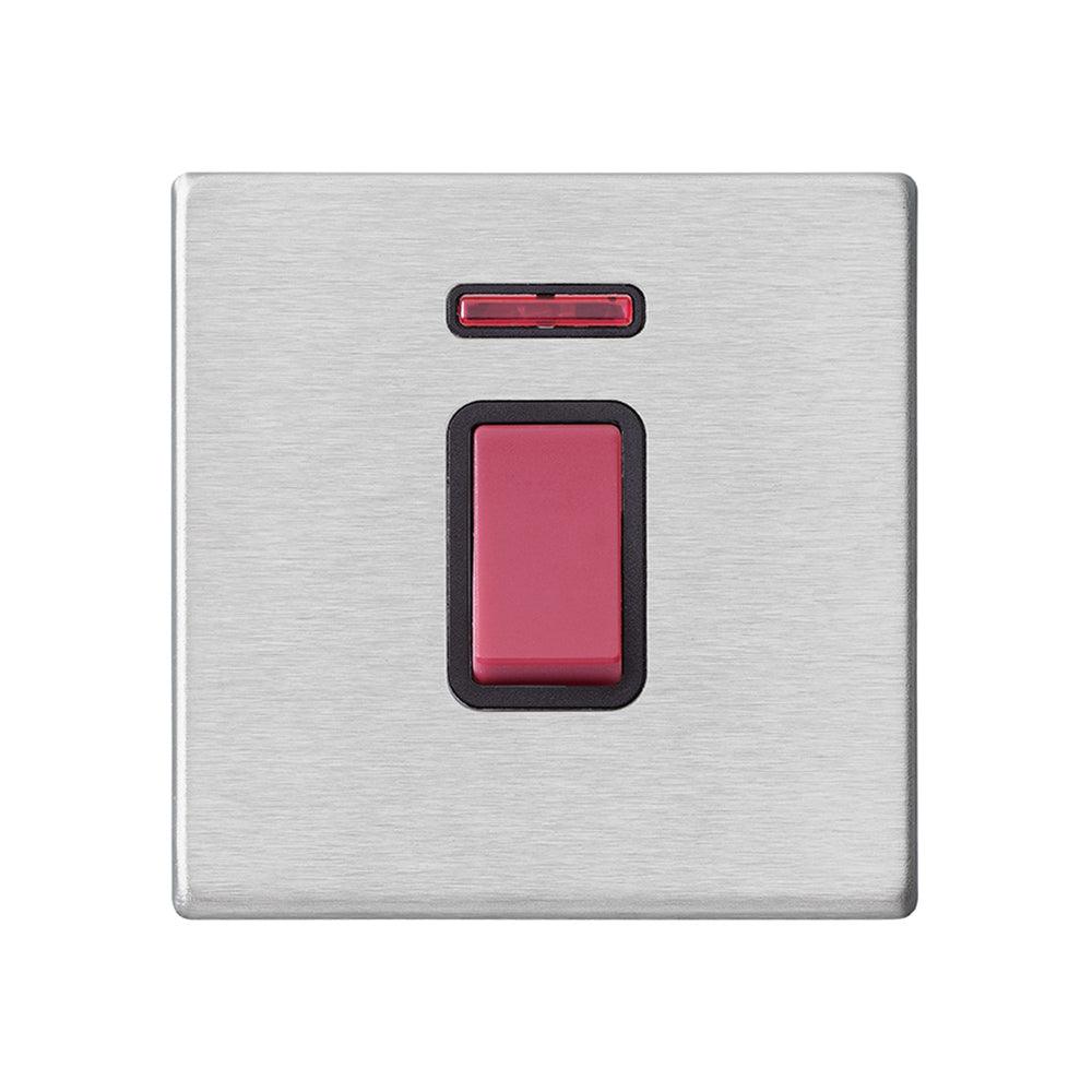 Hamilton Hartland G2 Satin Stainless 1 Gang 45a Double Pole Cooker Switch with Neon