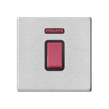Hamilton Hartland G2 Satin Stainless 1 Gang 45a Double Pole Cooker Switch with Neon