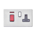 Hamilton Hartland G2 Satin Stainless 45a Double Pole Cooker Switch & Socket with Neon