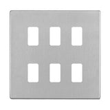 Hamilton 7G246GFP G2 Satin Steel 6 Gang grid-fix face plate (face plate only)