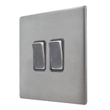 Hamilton 7G24R22SS-QG G2 Satin Steel 10A double 2 way light switch