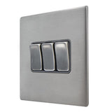 Hamilton 7G24R23SS-QG G2 Satin Steel 10A triple 2 way light switch