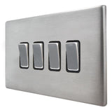 Hamilton 7G24R24SS-B G2 Satin Steel 10A quadruple 2 way light switch