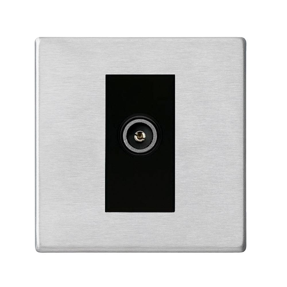 Hamilton Hartland G2 Satin Stainless Non-Isolated Female TV Socket Black Insterts