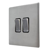 Hamilton 7G24R22SS-B G2 Satin Steel 10A double 2 way light switch