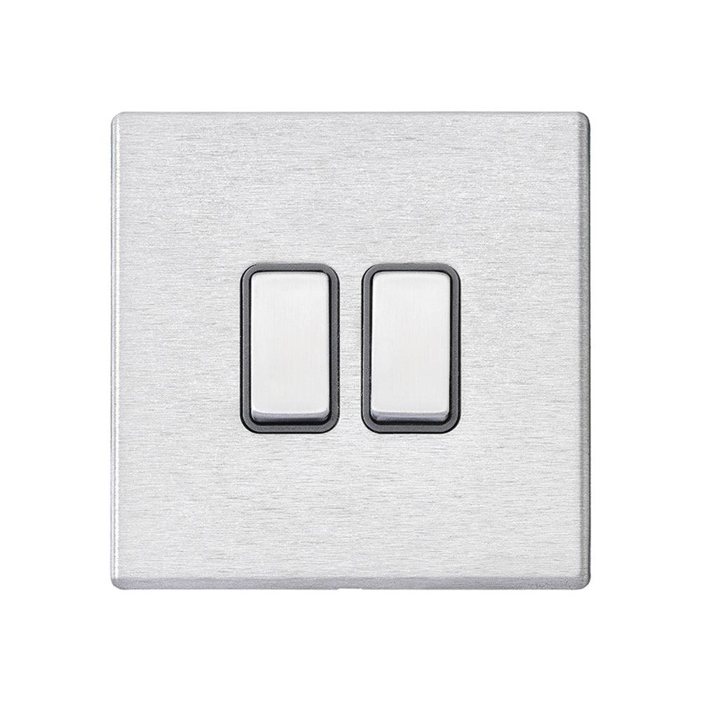 Hamilton Hartland G2 Satin Stainless 10a 2 Gang Light Switch