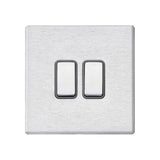 Hamilton Hartland G2 Satin Stainless 10a 2 Gang Light Switch