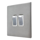 Hamilton 7G24R22SS-W G2 Satin Steel 10A double 2 way light switch