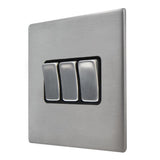 Hamilton 7G24R23SS-B G2 Satin Steel 10A triple 2 way light switch