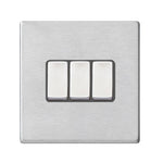 Hamilton Hartland G2 Satin Stainless 10a 3 Gang Light Switch