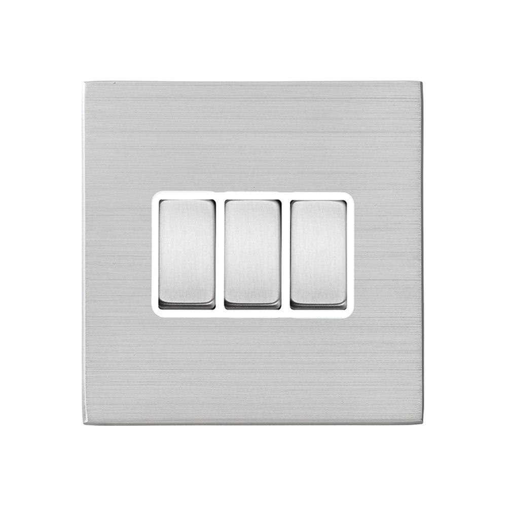 Hamilton Hartland G2 Satin Stainless 10a 3 Gang Light Switch 