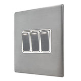 Hamilton 7G24R23SS-W G2 Satin Steel 10A triple 2 way light switch