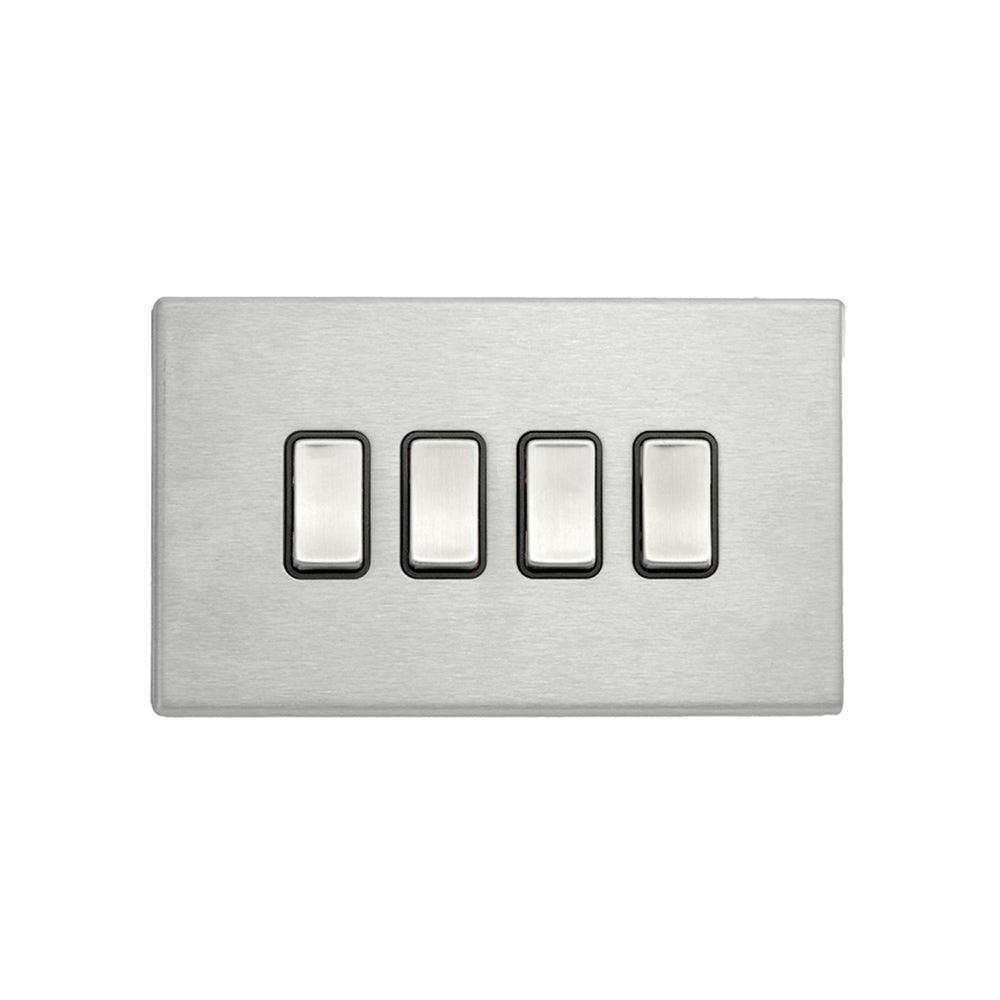 Hamilton Hartland G2 Satin Stainless 10a 4 Gang Light switch