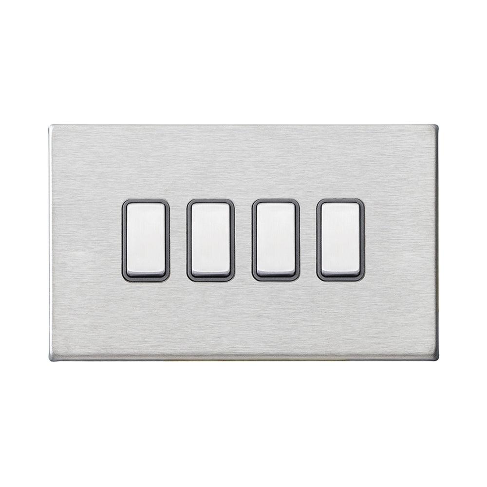 Hamilton Hartland G2 Satin Stainless 10a 4 Gang Light Switch