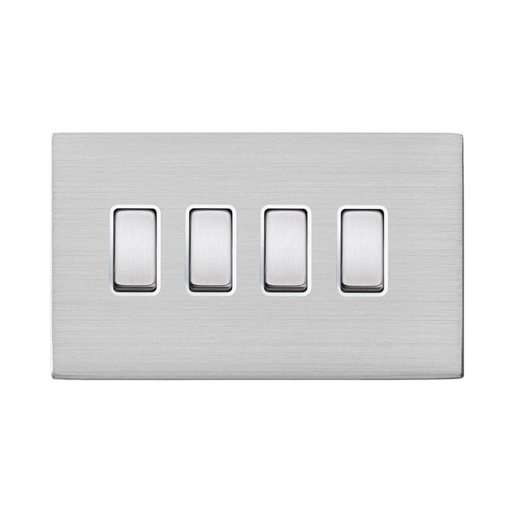 Hamilton Hartland G2 Satin Stainless 10a 4 Gang Light Switch 