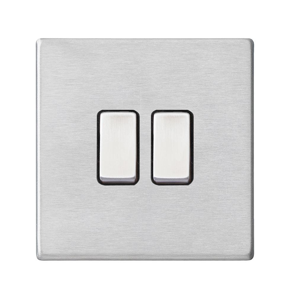 Hamilton Hartland G2 Satin Stainless 10a 2 Gang Intermediate Light Switch