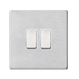 Hamilton Hartland G2 Satin Stainless 10a 2 Gang Intermediate Light Switch 