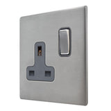 Hamilton 7G24SS1SS-QG G2 Satin Steel 13A single switched socket