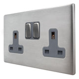 Hamilton 7G24SS2SS-QG G2 Satin Steel 13A double switched socket