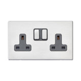 Hamilton 7G24SS2SS-QG G2 Satin Steel 13A double switched socket