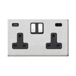 Hamilton Hartland G2 Satin Stainless 13a Double Socket with 2.4a USB-C & USB-A