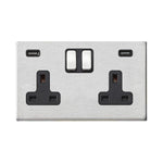 Hamilton Hartland G2 Satin Stainless 13a Double Socket with Dual 2.4a USB-A