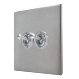 Hamilton 7G24T22 G2 Satin Steel 20A double toggle light switch 2 way