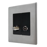 Hamilton 7G24TVSATB G2 Satin Steel non-isolated TV and satellite socket