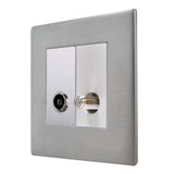 Hamilton 7G24TVSATW G2 Satin Steel non-isolated TV and satellite socket