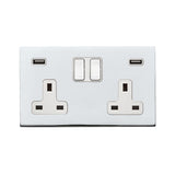 Hamilton 7G27SS2USBULTBC-W G2 Polished Chrome 13A double switched socket with dual 2.4A USB-A charger