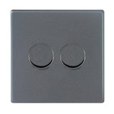 Hamilton 7G2A2XLEDITB100 G2 Anthra Gray double 100w LED 2 way dimmer