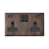 Hamilton 7G2EBSS2USBULTBL-B G2 Etrium Bronze 13A double switched socket with dual 2.4A USB-A charger