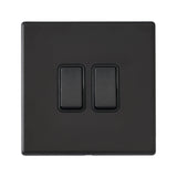 Hamilton Hartland G2 Matt Black 10a 2 Gang Light Switch