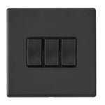 Hamilton Hartland G2 Matt Black 10a 3 Gang Light Switch