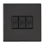 Hamilton Hartland G2 Matt Black 10a 3 Gang Light Switch