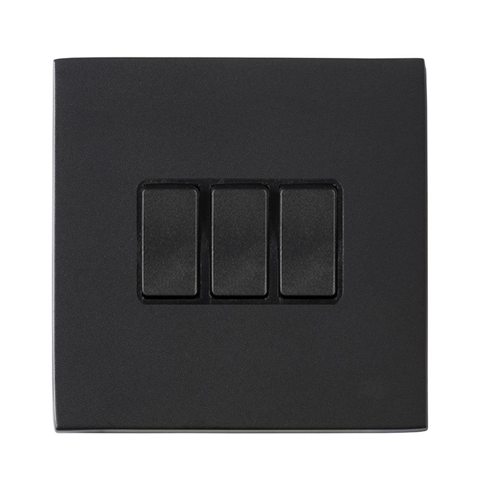 Hamilton Hartland G2 Matt Black 10a 3 Gang Light Switch